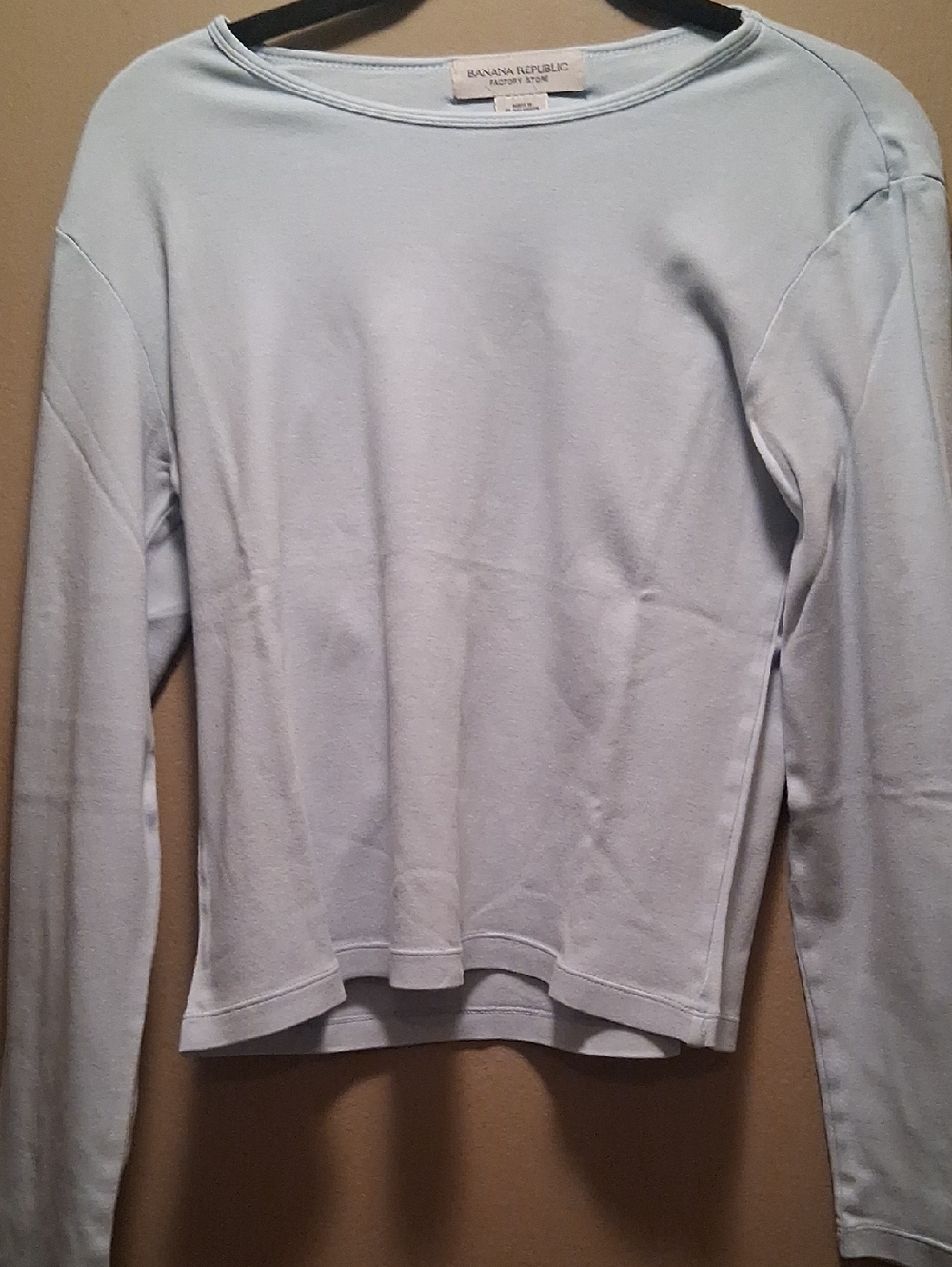 Banana Republic Pale Blue & Light Mustard LS Crewneck Tops - Set Of 2 M